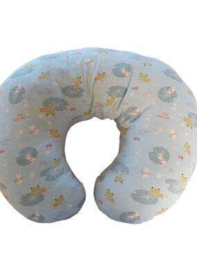 Boppy Infant Nursing Pillow Light Blue Whimsical Frog And Lily Pad Pattern